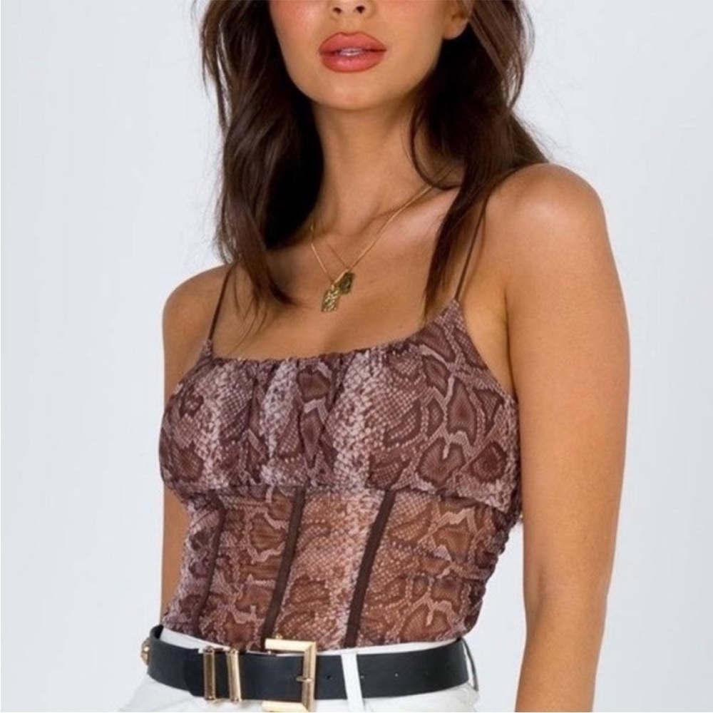 Princess Polly Margie Snakeskin Crop‎ Top